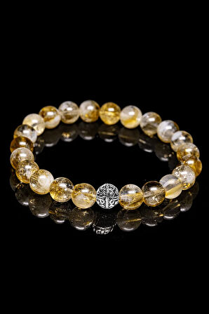 Sertifikalı Aaa+ Kalite Sitrin Taşı Bileklik - Gümüş Aparatlı