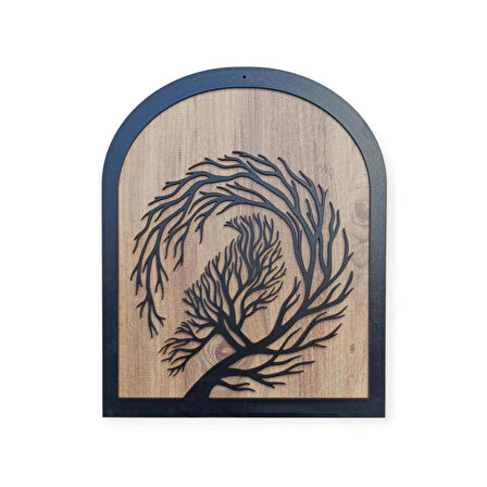 Kuzgun Figürlü MDF Duvar Dekoru – 40x30 cm Lazer Kesim Ahşap Görünümlü Tasarım