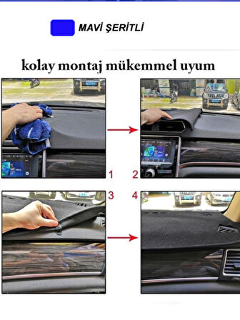 Hyundaı Accent Admıre-Mılenıum (2000-2005) Modeller İçin Uyumlu 3D Ön Göğüs/Torpido Koruma - Mavi Şerit