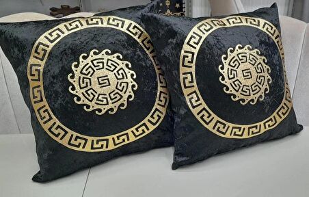 2 ADET KIRLENT KILIFI/KADİFE/40X40CM/ÜZERİ DERİ İŞLEMELİ