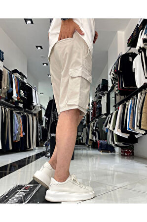 Kargo Cepli Denim Lastikli Erkek Şort
