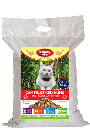 Yavru/Yetişkin Kediler için %100 Biyobozunur-Astımlı ve Alerjik için Doğal Çam Peleti Kedi Kumu 10 Kg. 20 Lt.