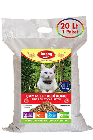 Yavru/Yetişkin Kediler için %100 Biyobozunur-Astımlı ve Alerjik için Doğal Çam Peleti Kedi Kumu 10 Kg. 20 Lt.