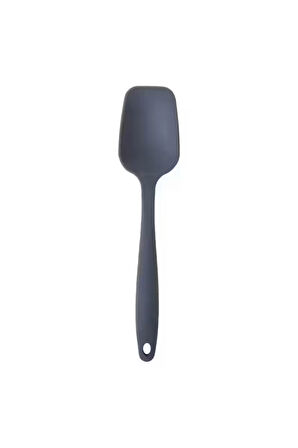 Büyük Boy Yanmaz Silikon Düz, Yassı, Kaşık Spatula Seti 3 Parça - Spatula Kaşık Antrasit 3 Adet