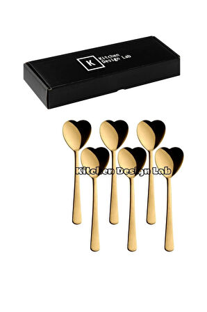 Gold Kalp Şekilli 6'lı Dondurma Ve Tatlı Kaşığı - Kutulu, Altın Renk Dondurma Ve Tatlı Kaşığı 6 Adet