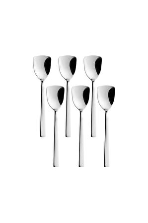 Lüks Paslanmaz Çelik 6'lı Dondurma, Tatlı, Helva Kaşığı, Gümüş Renk 6 Adet