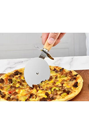Bambu Saplı Pizza Ve Hamur Kesme Ruleti 18 Cm