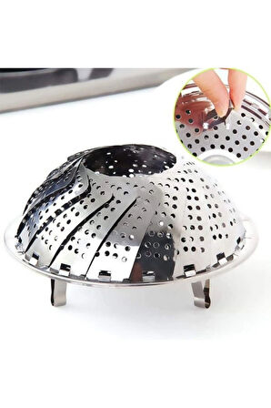 Katlanabilir Buharda Sebze Pişirme Haşlama Aparatı Orta Boy
