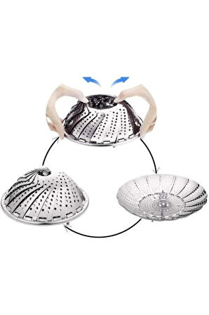 Katlanabilir Buharda Sebze Pişirme Haşlama Aparatı Orta Boy