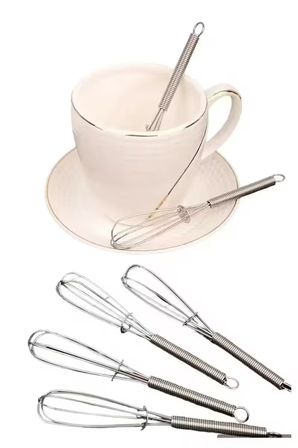 Yaylı Paslanmaz Çelik Çay Kaşığı Mini Çırpıcı 6 Lı Set 1 Paket