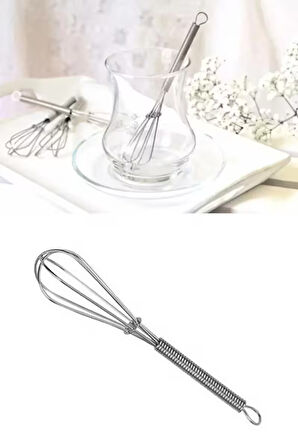 Yaylı Paslanmaz Çelik Çay Kaşığı Mini Çırpıcı 6 Lı Set 1 Paket