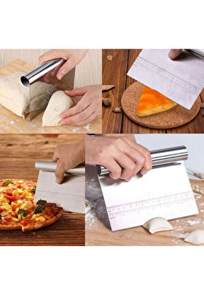 Ölçülü Komple Çelik Büyük Boy Hamur Kesme Spatulası