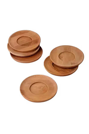 6 Adet Bambu Çay Tabağı Altlığı Yuvarlak - Fincan Altlığı