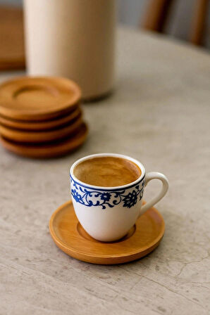 6 Adet Bambu Çay Tabağı Altlığı Yuvarlak - Fincan Altlığı