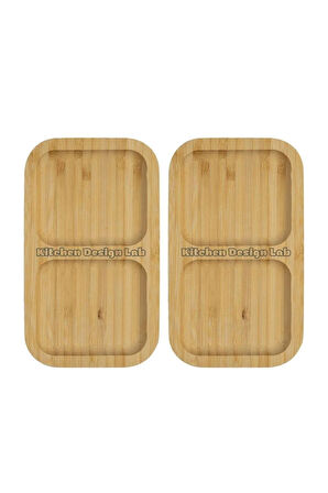 2 Adet Bambu 2 Bölmeli Çerezlik / Sunumluk / Yağdanlık Şişe Standı
