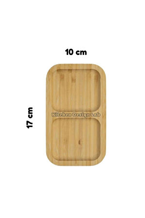 2 Adet Bambu 2 Bölmeli Çerezlik / Sunumluk / Yağdanlık Şişe Standı