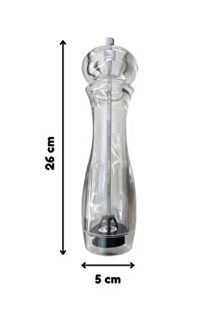 Akrilik Baharat Öğütücüsü Büyük Boy 26 Cm 2 Adet Tuz Karabiber Değirmeni Öğütücü
