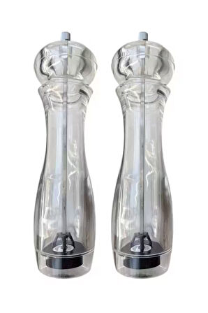 Akrilik Baharat Öğütücüsü Büyük Boy 26 Cm 2 Adet Tuz Karabiber Değirmeni Öğütücü