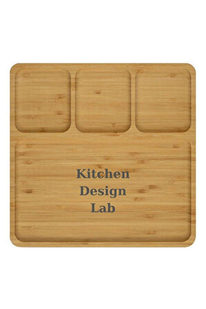 Bambu Sunum Ve Kahvaltı Tabağı, Steak Sunum Tabağı Büyük Boy Bambu Tabak 4 Bölmeli