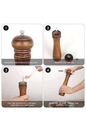 Kahverengi Komple Ahşap Gövdeli Tuz Karabiber Değirmeni Baharat Öğütücüsü Büyük Boy 31 Cm 2 Adet