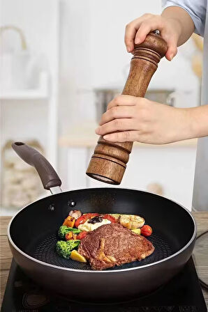 Kahverengi Komple Ahşap Gövdeli Tuz Karabiber Değirmeni Baharat Öğütücüsü Büyük Boy 31 Cm 2 Adet