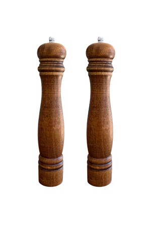 Kahverengi Komple Ahşap Gövdeli Tuz Karabiber Değirmeni Baharat Öğütücüsü Büyük Boy 31 Cm 2 Adet