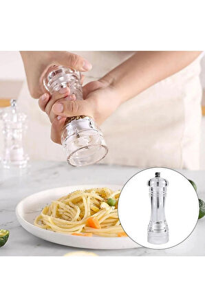 Akrilik Baharat Öğütücüsü, 14 Cm 2 Adet, Tuz Karabiber Değirmeni Öğütücü