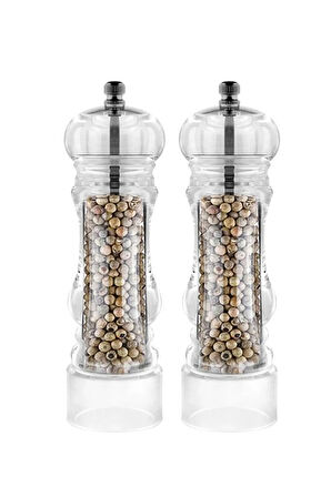 Akrilik Baharat Öğütücüsü, 14 Cm 2 Adet, Tuz Karabiber Değirmeni Öğütücü