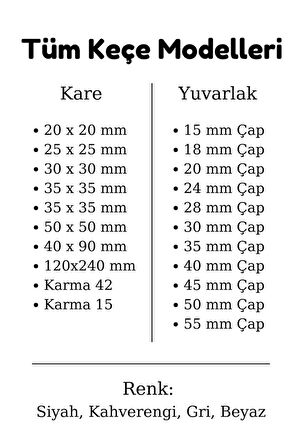 Siyah Keçe 48 Adet 2 Cm Daire Yapışkanlı Sandalye, Masa, Koltuk Altı Parke Koruma Yuvarlak