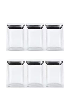 Vakum Krom Kapaklı Kare Cam Kavanoz 6,5x10,5 Cm - 300 Ml Cam Baharatlık Saklama Kabı 6 Adet