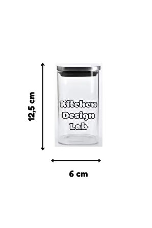 Vakum Krom Kapaklı Kare Cam Kavanoz 6,5x12,5 Cm - 350 Ml Cam Baharatlık Saklama Kabı 3 Adet