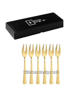 Gold Limon Ve Fondü Çatalı, Gold 6'lı Kutulu Çatal Takımı