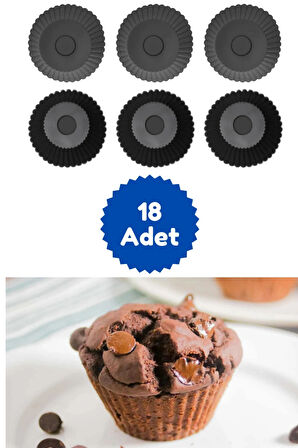 Antrasit 18'li Silikon Mini Browni Kalıbı - Muffin Kalıbı 18 Adet Cupcake Kek Kalıbı