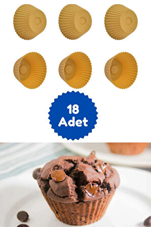 Sarı 18'li Silikon Mini Browni Kalıbı - Muffin Kalıbı 18 Adet Cupcake Kek Kalıbı