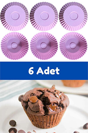 Pembe 6'lı Silikon Mini Browni Kalıbı - Muffin Kalıbı 6 Adet Cupcake Kek Kalıbı