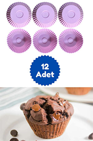 Pembe 12'li Silikon Mini Browni Kalıbı - Muffin Kalıbı 12 Adet Cupcake Kek Kalıbı