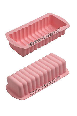 Pembe Silikon Baton Kek Kalıbı - Dilimli Büyük Boy Kek Kalıbı 24 X 10 Cm