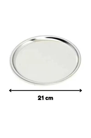 Paslanmaz Çelik 4 Adet 21 Cm Yuvarlak Servis, Pasta, Kurabiye, Ikram Tabağı, Servis Tabağı 4 Adet