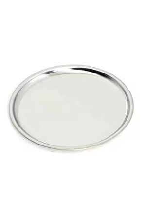 Paslanmaz Çelik 4 Adet 23 Cm Yuvarlak Servis, Pasta, Kurabiye, Ikram Tabağı, Servis Tabağı 4 Adet
