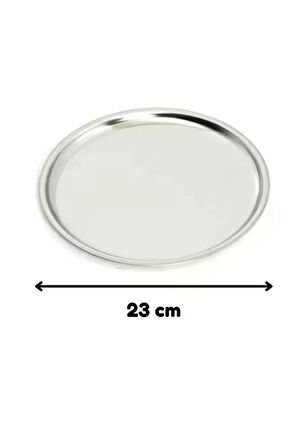 Paslanmaz Çelik 4 Adet 23 Cm Yuvarlak Servis, Pasta, Kurabiye, Ikram Tabağı, Servis Tabağı 4 Adet