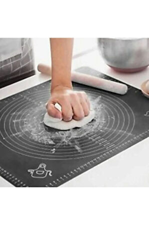 Gri Silikon Ölçülü Çok Amaçlı Hamur Açma Matı 45 Cm X 65 Cm