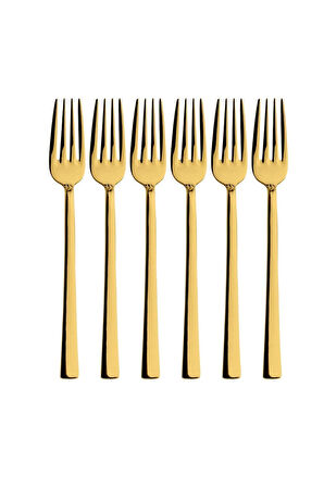 Parlak Gold Tatlı Çatalı 6 Adet Kahvaltı Çatal Seti Kutulu Set Paslanmaz Çelik
