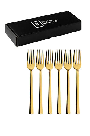 Parlak Gold Tatlı Çatalı 6 Adet Kahvaltı Çatal Seti Kutulu Set Paslanmaz Çelik