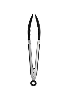 Antrasit/siyah Silikon Uçlu Metal Maşa Antrasit/siyah Renk Servis, Mangal Ve Kızartma Maşası 23 Cm