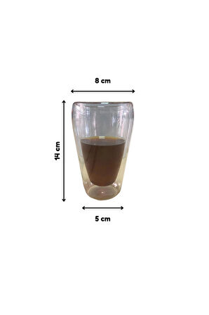 Çift Cidarlı Uzun Bardak 400 ml Su, Meşrubat, Nescafe, Latte Bardağı Çeyiz Listesi 6 Adet - 2258