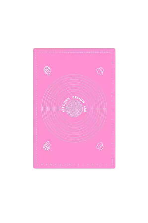 Pembe 45x65 Cm Silikon Hamur Açma Matı, Çelik Un Eleği ve Hamur Dinlendirme Poşeti 8 li