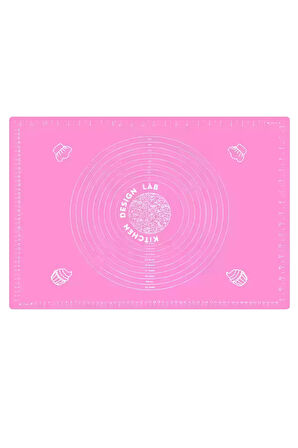 Isıya Dayanıklı Hamur Pişirme Altlığı Silpat ve Ölçülü Hamur Açma Matı 45 Cm X 65 Cm Pembe