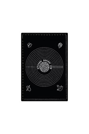 2'li Set Siyah 45x65 Cm Silikon Hamur Açma Matı Ve Gri Silikon Yanmaz Mutfak Fırın Eldiveni