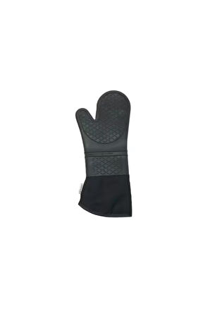 2'li Set Siyah 45x65 Cm Silikon Hamur Açma Matı Ve Gri Silikon Yanmaz Mutfak Fırın Eldiveni