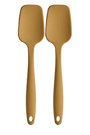 Büyük Boy Yanmaz Yapışmaz Silikon Düz Spatula Sarı 2 Adet
